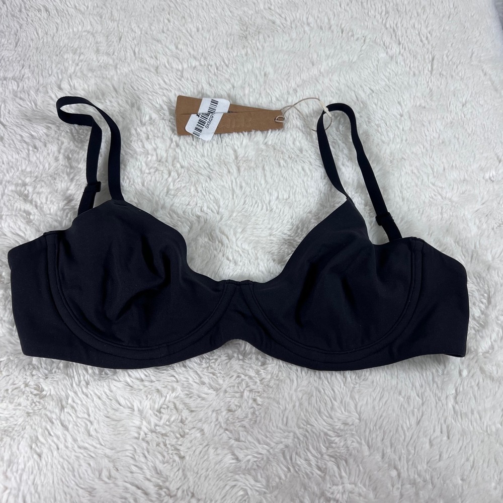 SKIMS Women's Fits Everybody Unlined Demi Bra Onyx Black 32D BR-UWR-2293 NEW